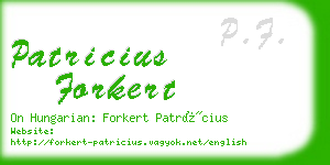 patricius forkert business card